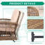 Ensemble bistro 3 pièces avec chaises berçantes de patio et chaises berçantes Ebern Designs avec 2 chaises rembourrées en rotin et table d'appoint à dessus en verre pour cour arrière, Beige