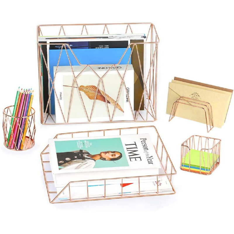 Ensemble de rangement de bureau Amet, Or rose