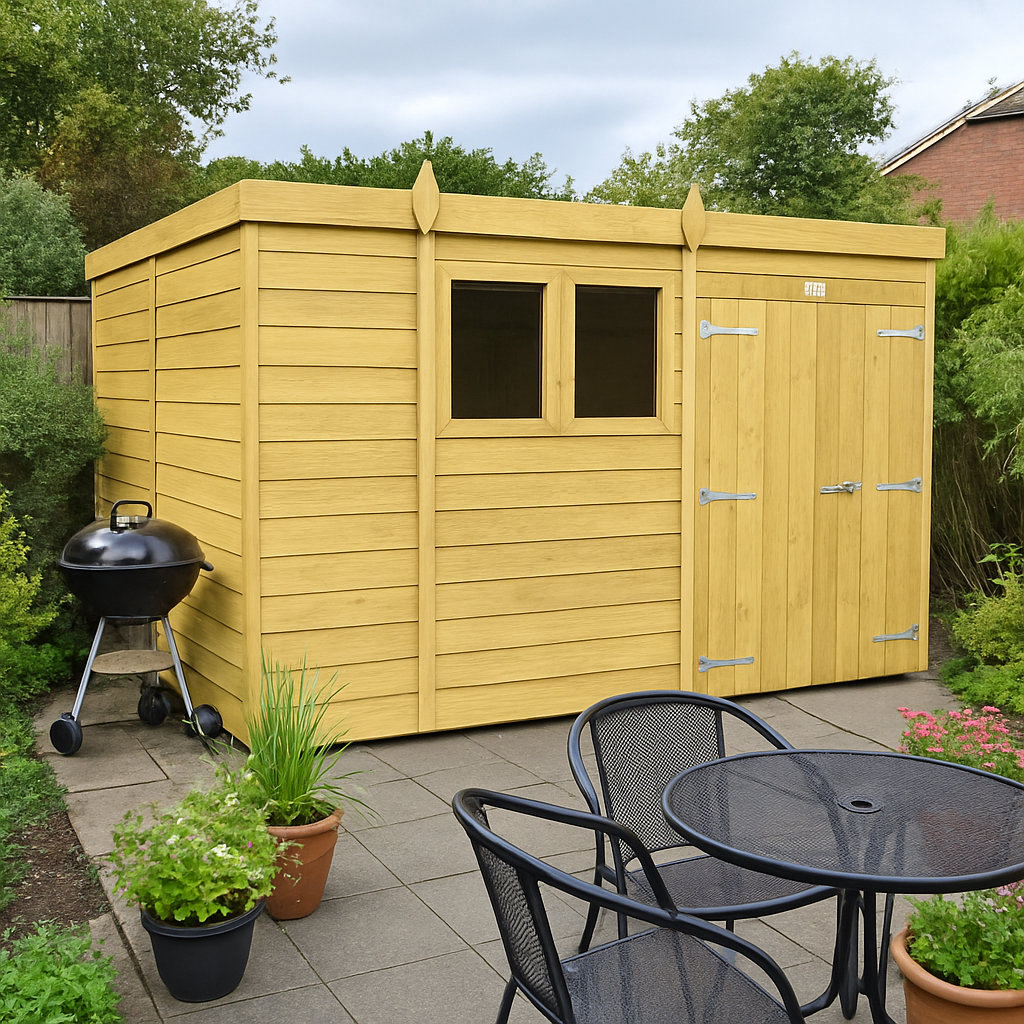 11ft x 6ft Pent Security Shed - Double Door