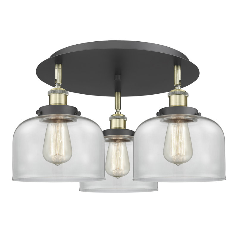 Bejtullah Glass Flush Mount, Black Antique Brass, Clear