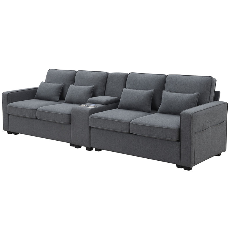 Gokdeniz Upholstered 114.2'' Sofa, Dark Gray 100% Polyester