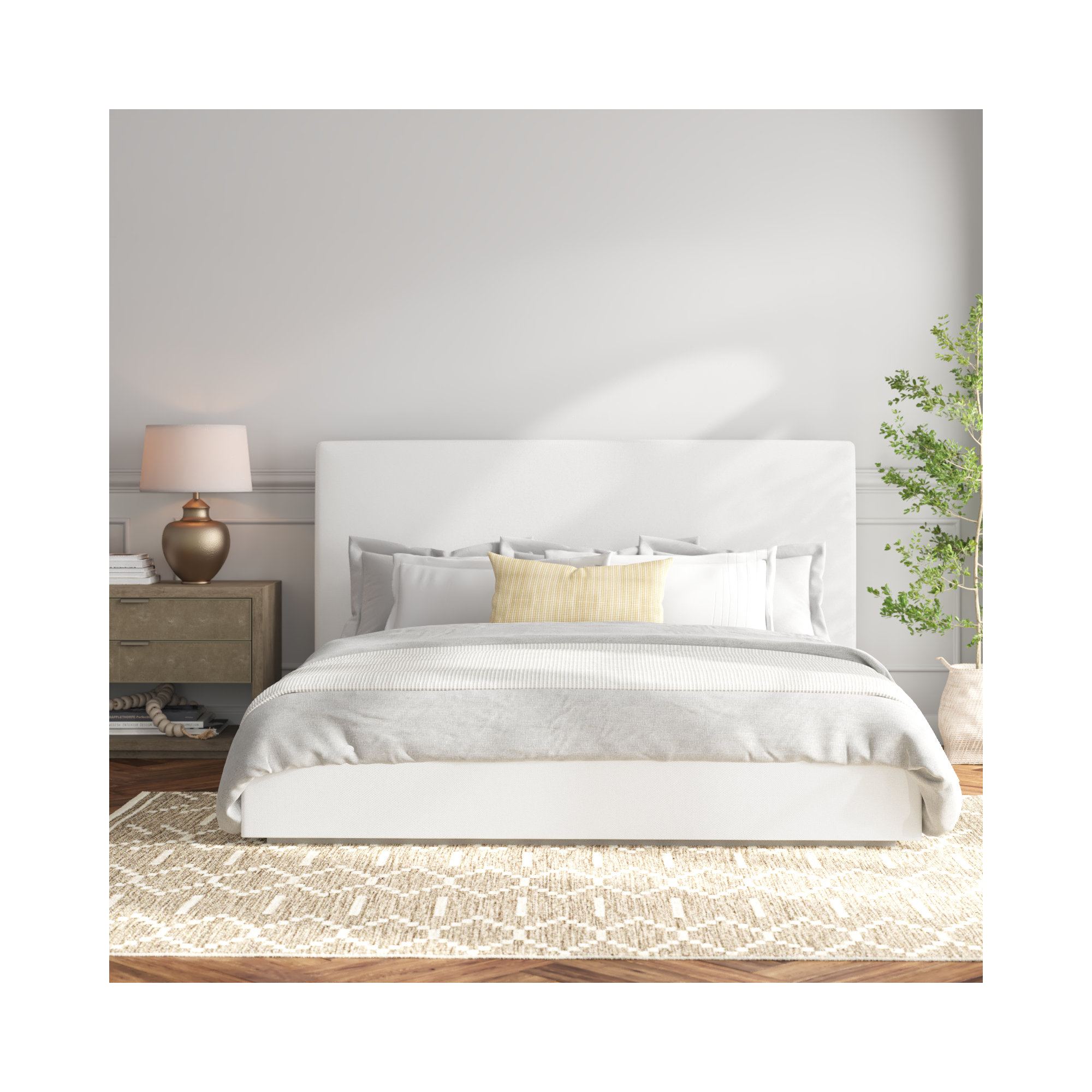 Baccarat Upholstered Bed, California King, Pearl