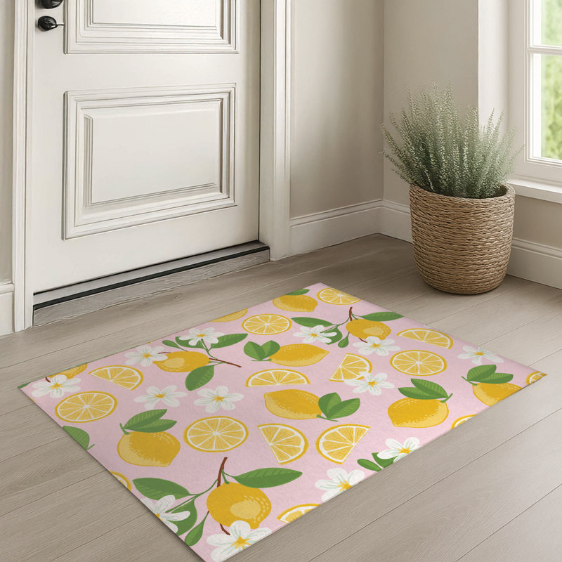 Paillasson Lemmie, Rose / Orange, L 60 po x L 84 po