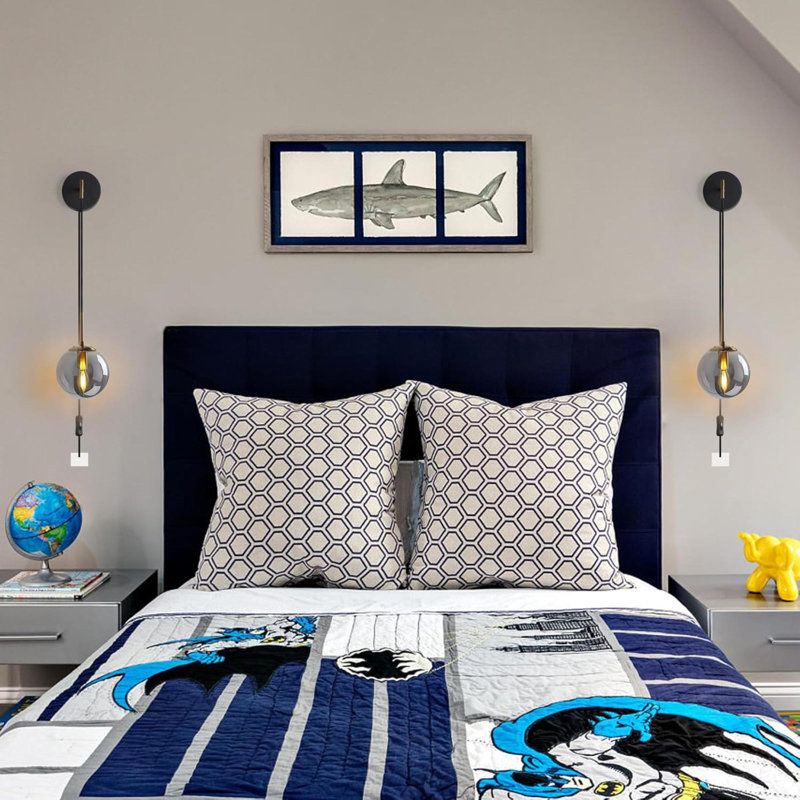 Ensemble de deux appliques murales, applique murale avec cordon, applique murale avec abat-jour en verre transparent, ensemble de 2 appliques murales