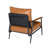 Mid-Century Modern Accent Chair with Brown Faux Leather | Padded High Backrest & Metal Frame | Comfortable Armrests | Easy Assembly for Living Room,