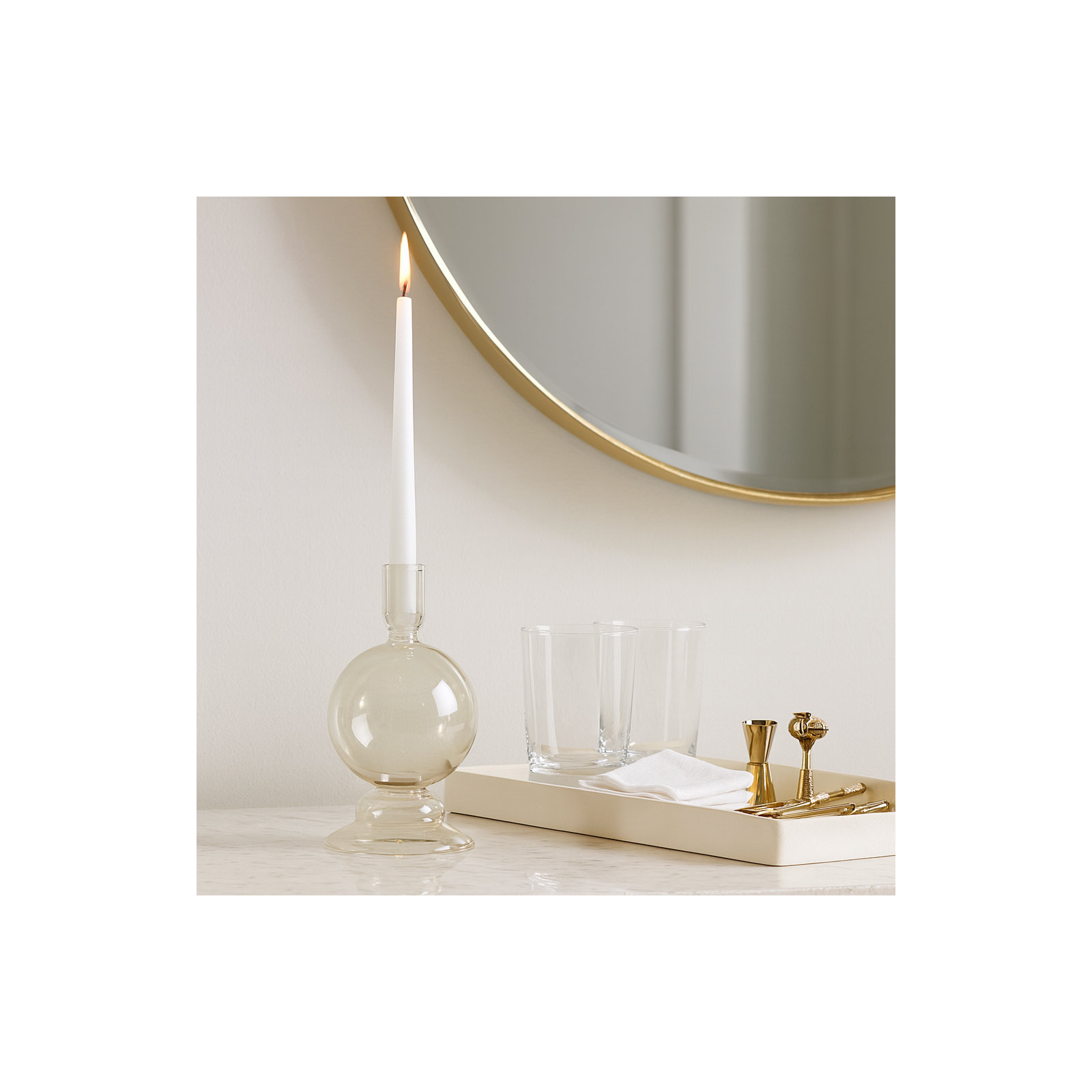 Joss & Main 7" Glass Bubble Taper Candle Holder, Clear