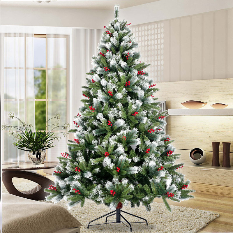 Arbre de Noël artificiel pin blanc 7,5 pi Janiia - support inclus
