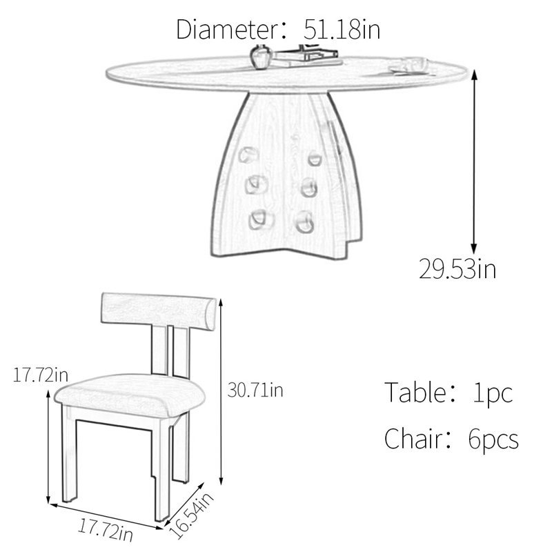 Perforated sintered stone dining table set, 29.53"H x 51.18"L x 51.18"W