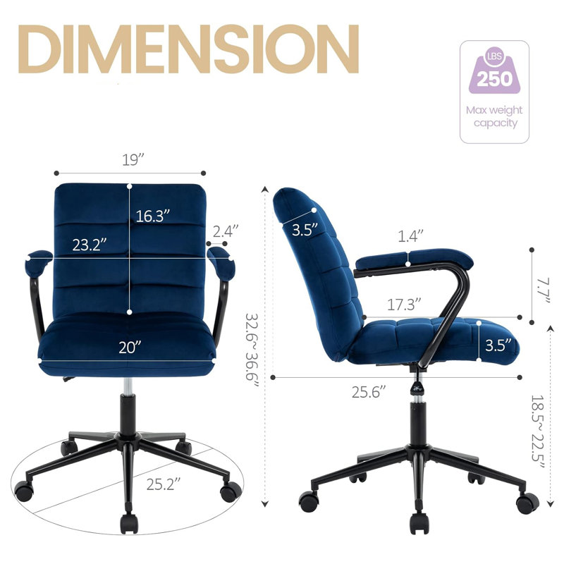 Fauteuil de bureau Kundra, Bleu, Noir