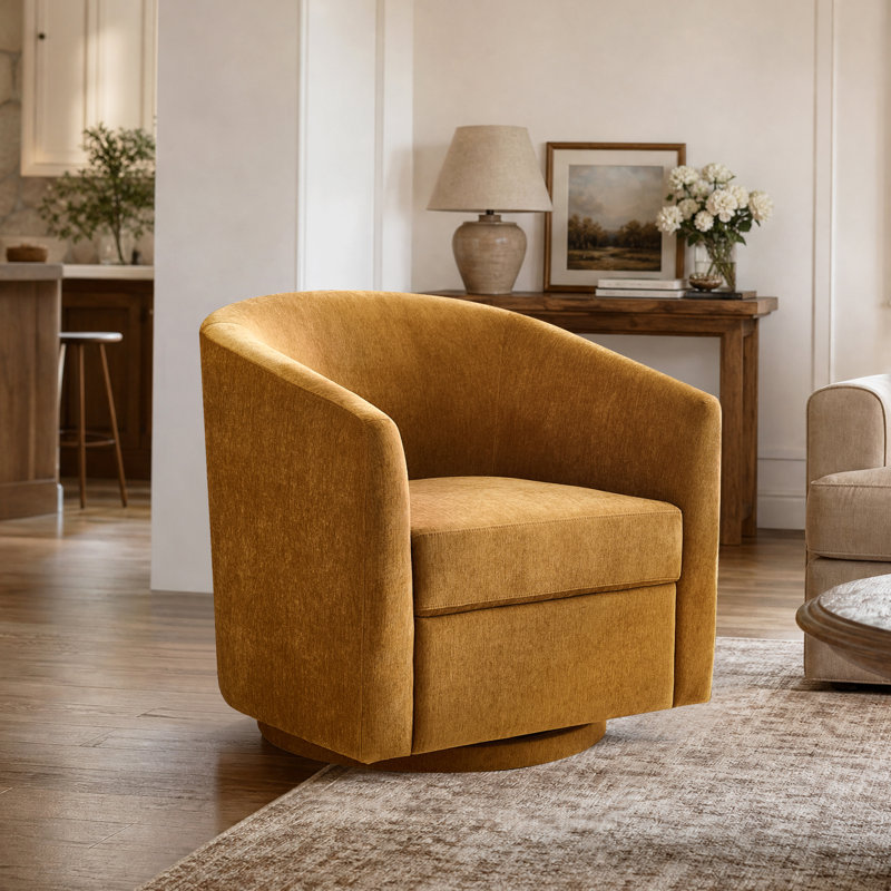 Fauteuil d'appoint pivotant en chenille, Jaune