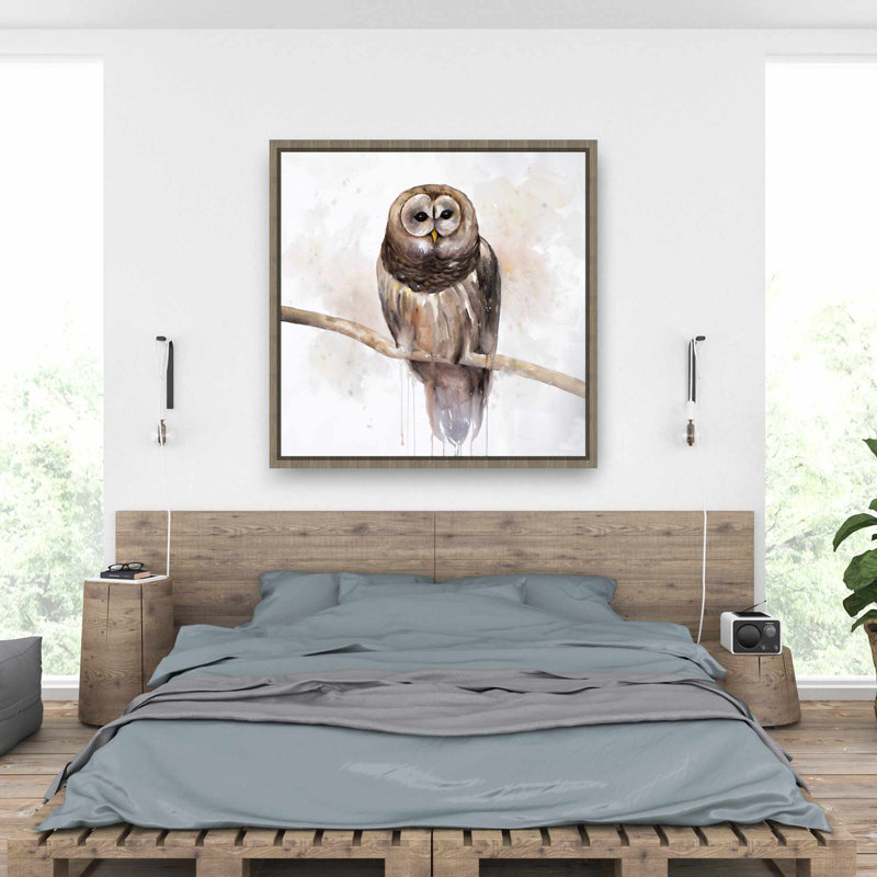 Chouette rayée - Toile encadrée pour animaux beige