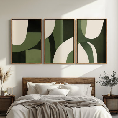 Framed Canvas wall Art, Vintage Abstract Wall pirnts for Bedroom