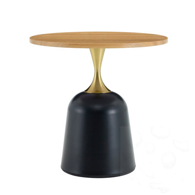 Circular Side Table With Metal Base