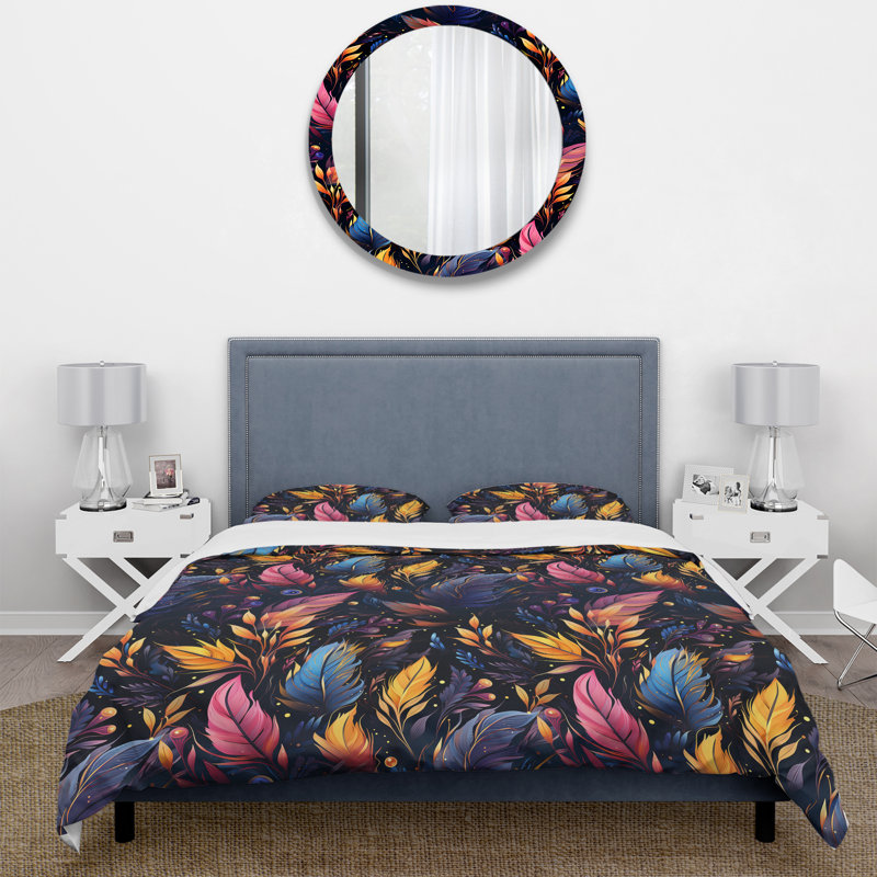 Mystical Boho Pattern - Boho Duvet Cover Set - Microfiber Polyester, King Duvet Cover + 2 King Shams