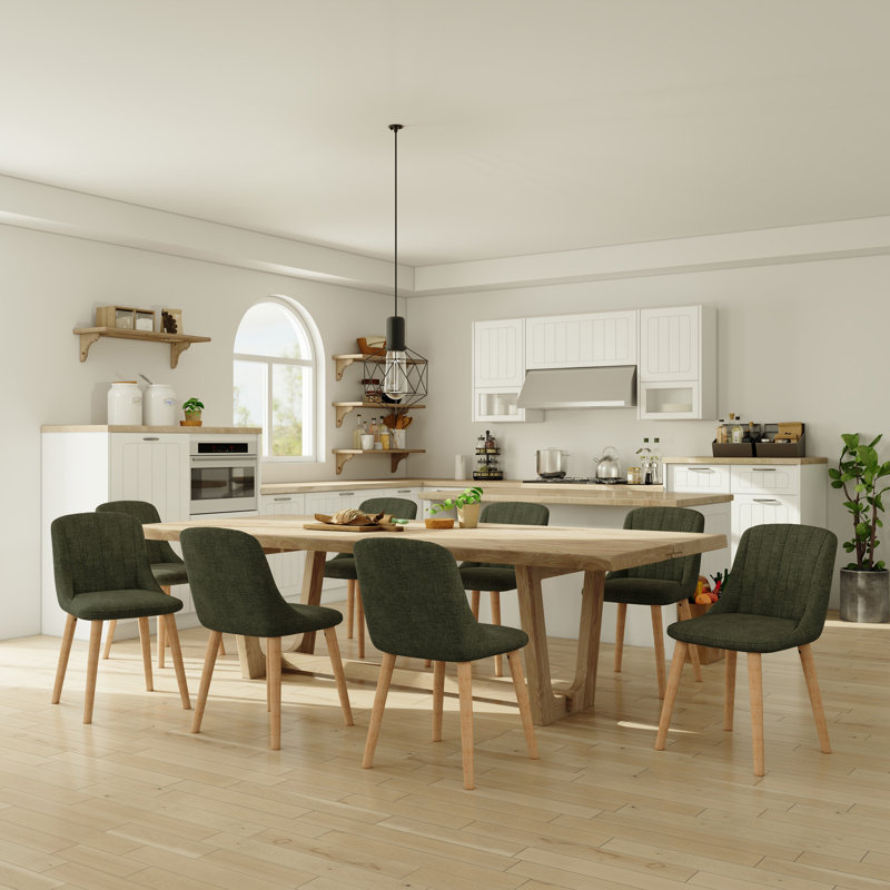 48.5cm H Upholstered Upholstered Back Side Chair, Green Linen
