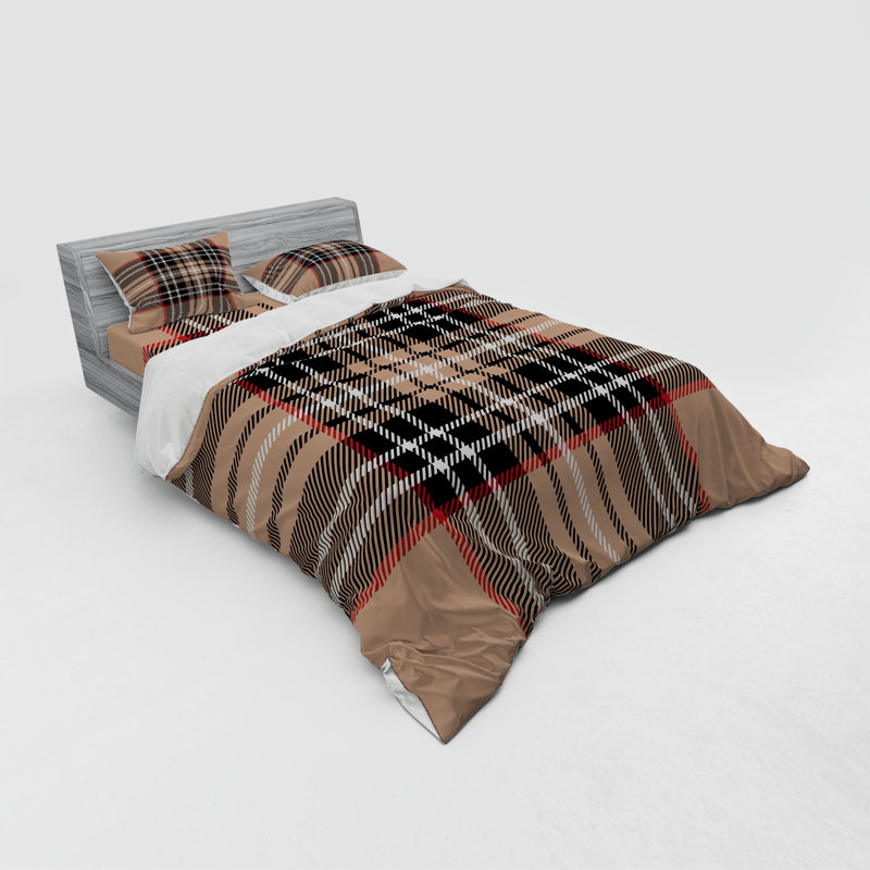 Farmhouse / Country Polyester Plaid Duvet Cover, Queen Duvet Cover + 3 Additional Pieces