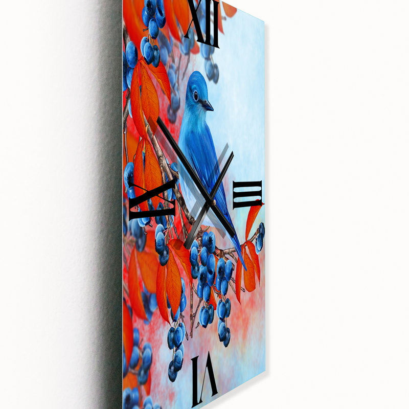 Bouvreuil vif assis sur une branche III - Horloge murale traditionnelle, Petit
