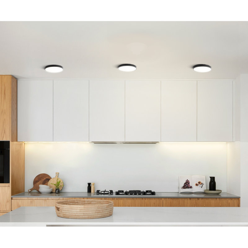 Black LED Edgeless Flush Mount, 1" H x 6.1" W x 6.1" D, Yes, Matte Black
