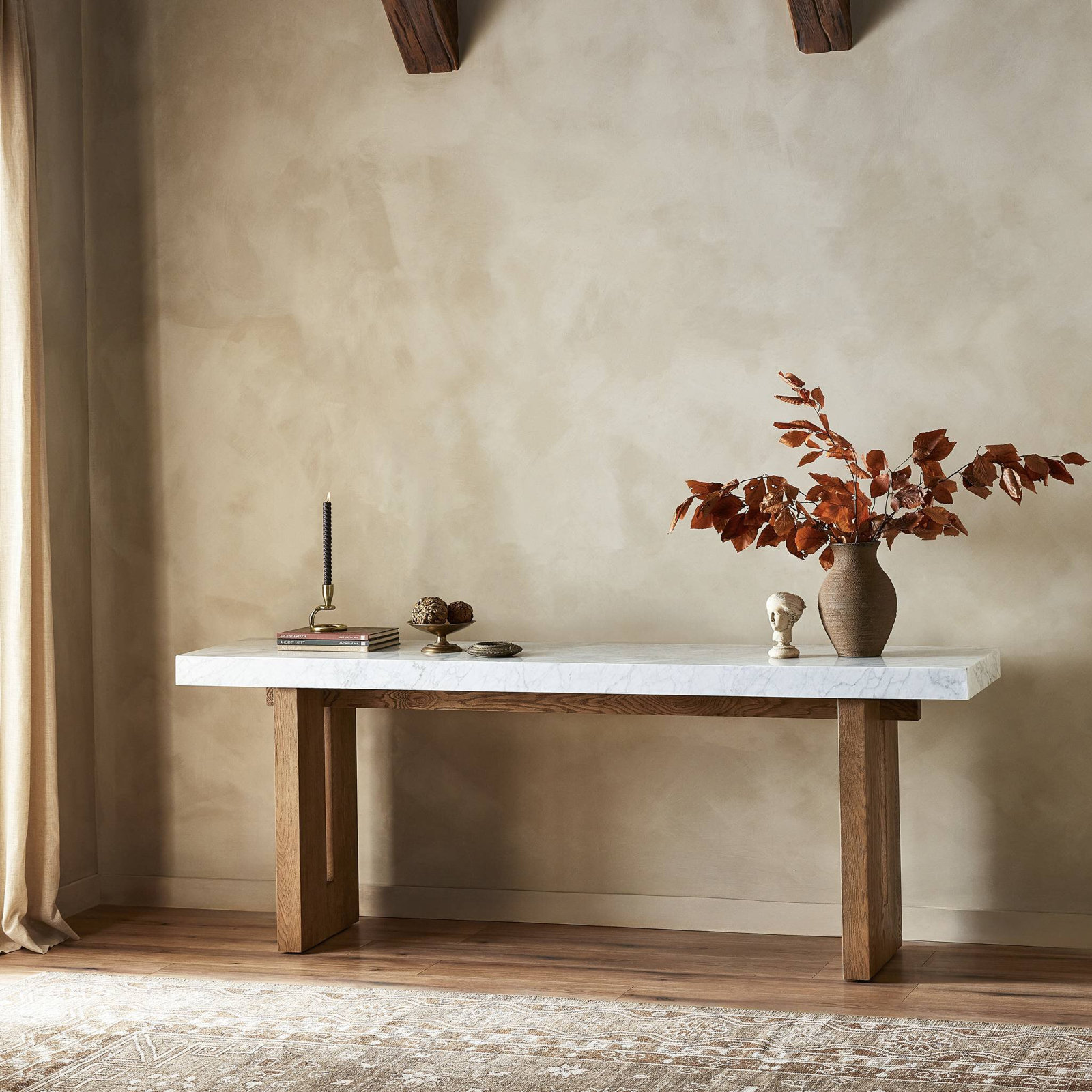Ingham Console Table-White Carrara Marble