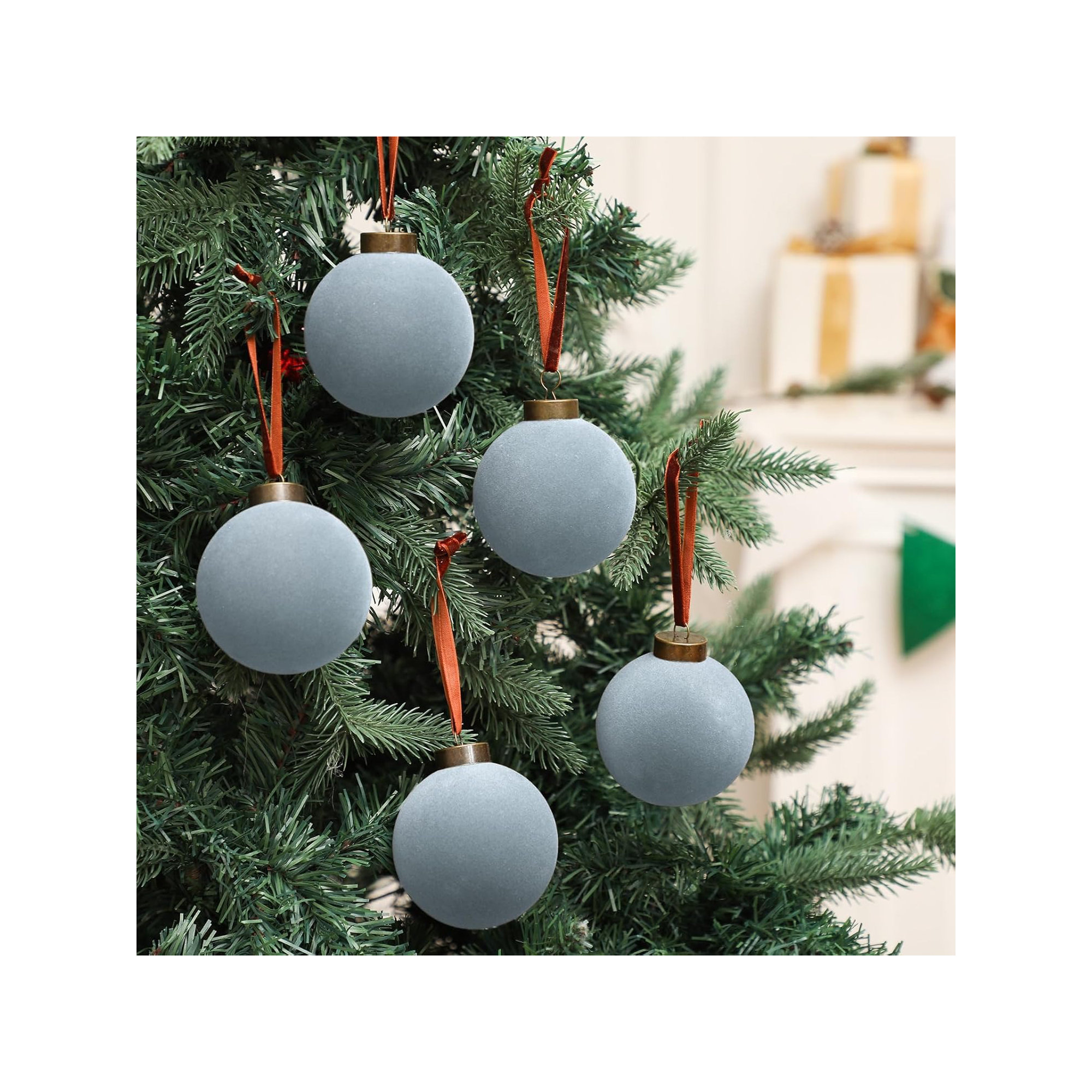 15Pcs Velvet Christmas Ornaments Balls Bulk For Christmas Tree Decoration 3.15In Big Flocked Xmas Hanging Ornaments Set For Home Plastic Large Shatterproof Velvet Ornaments
