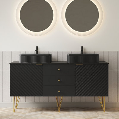 Ensemble de meuble-lavabo autoportant en contreplaqué GEMA