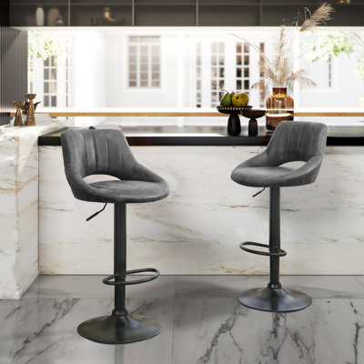 Newville Swivel Upholstered Adjustable Height Counter Stool with Metal Frame