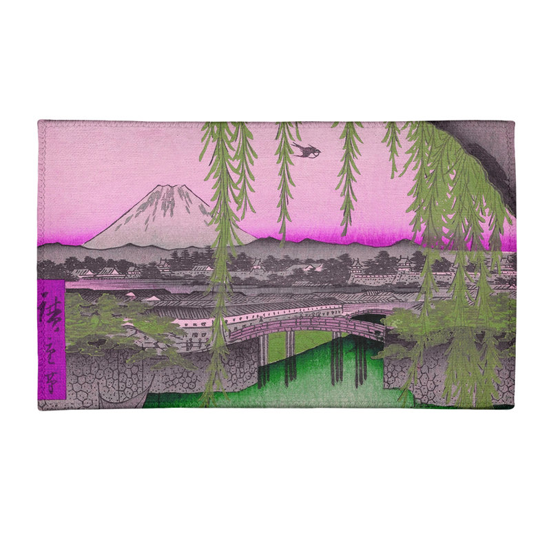 Tapis rose/gris/vert yatsumi bridge, Rectangle 2 pi x 3 pi