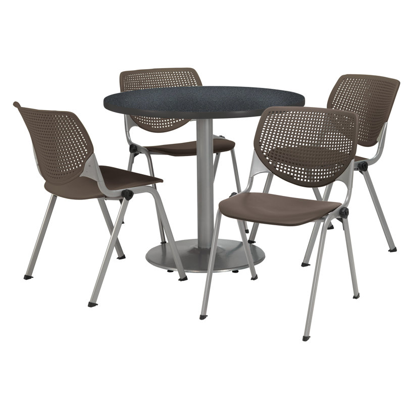 Table ronde pour salle de pause, L 42 po x P 42 po, Graphite nebula, Pierre brune