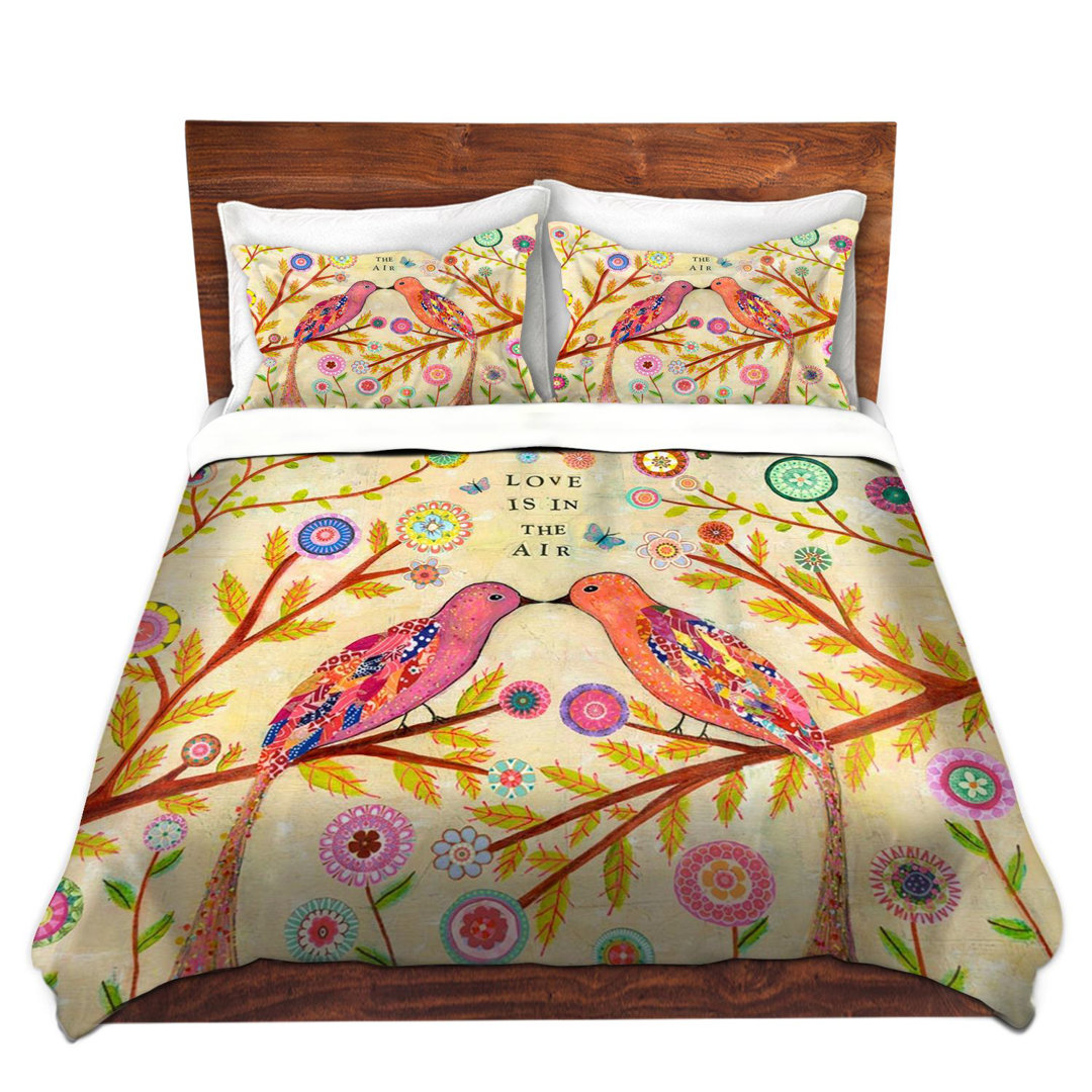  Sascalia Love Birds Microfiber Duvet Covers DiaNoche Designs 