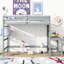 Lit mezzanine simple gris avec plateforme, fabrication de chambre à coucher de qualité et élégant pour la décoration