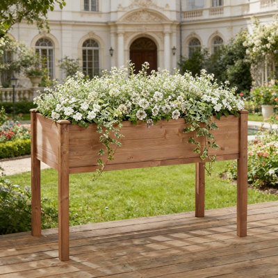 48X24x30 Inch Elevated Garden Bed With Legs, Wooden Planter For Patio Yard Balcony Herb Vegetable Growth