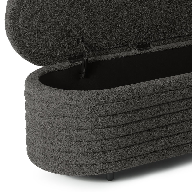 Banc de rangement en sherpa Bayville, H 18,1 po x l 54 po x P 19 po, Gris foncé