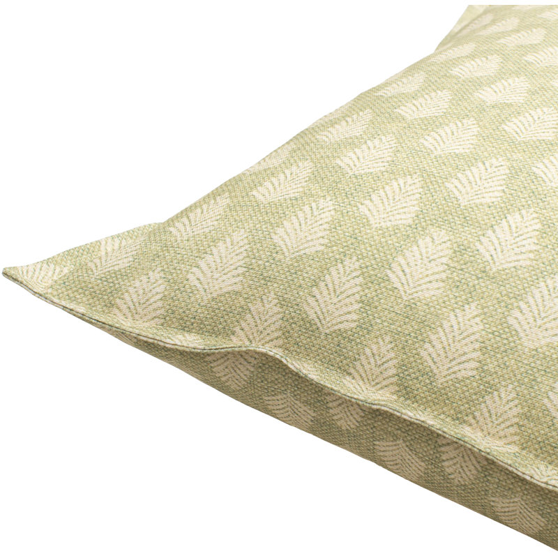 Light Green and White Polyester Floral Throw Pillow Cover