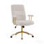 Chaise de bureau texturée en tissu blanc et doré Boucle, chaise de bureau moderne à hauteur ajustable avec accoudoirs rembourrés