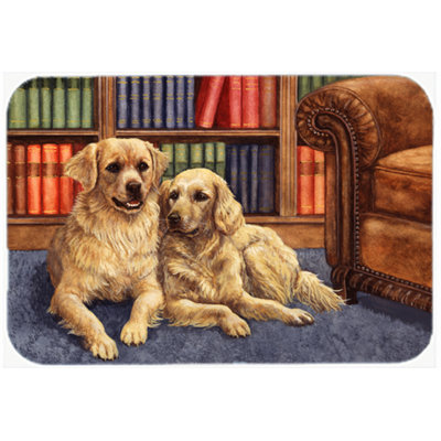 Caroline's Treasures Golden Retrievers in the Library Glass Cutting Board