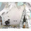 Papier peint amovible scandinave à feuilles grises-1049164793