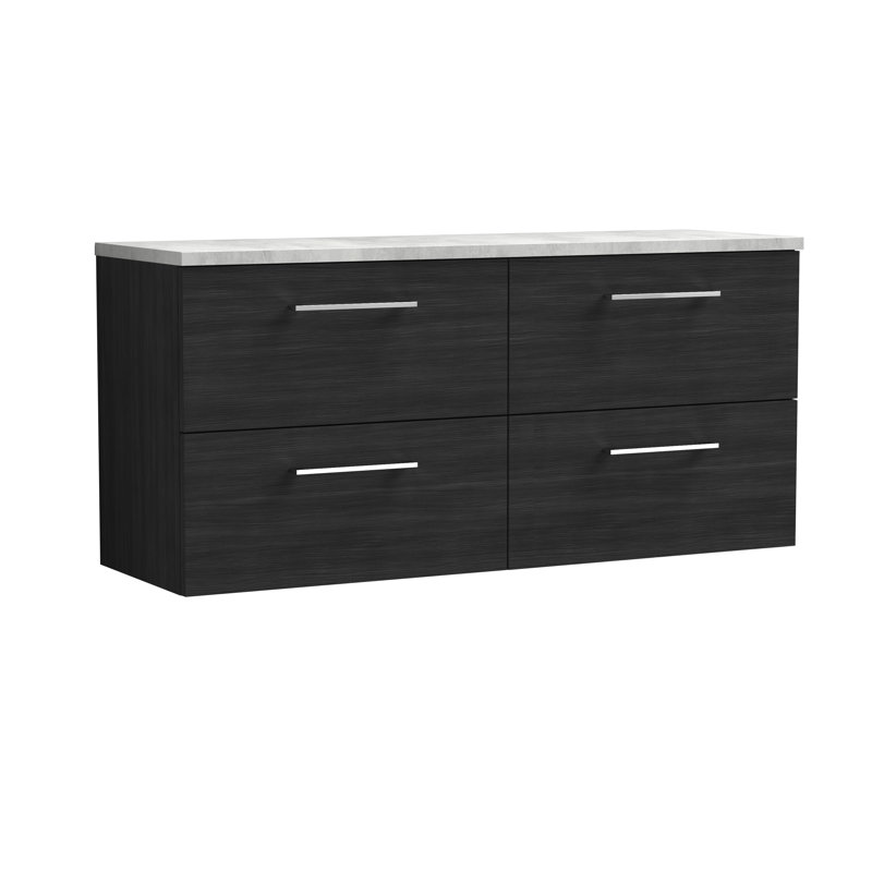 Arno 47.44cm Double Bathroom Vanity Base Only, Charcoal Black Woodgrain