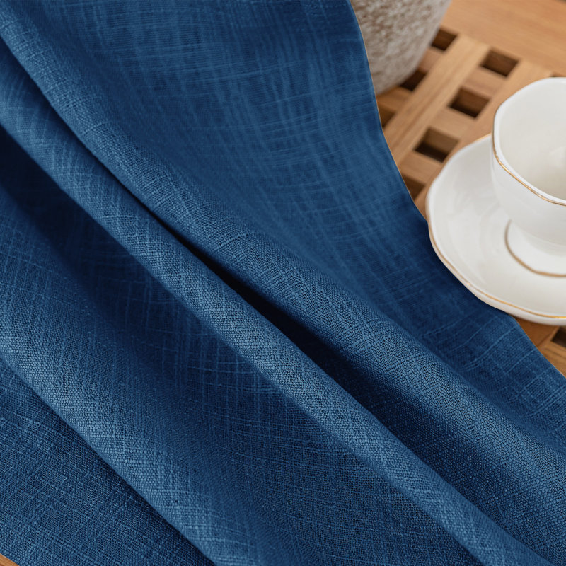 Kambi Linen Blend Semi-Sheer Curtain Panel Pair, 52" W x 108" L, Navy