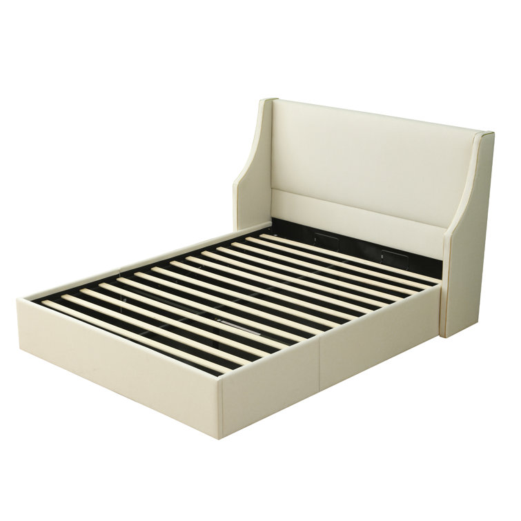Bertolucci Upholstered Wingback Storage Bed