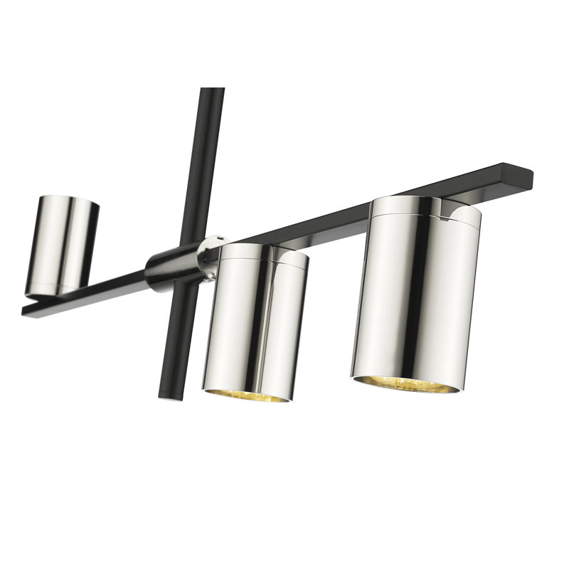 Lustre cylindrique spoutnik à 3 lumières Jamari, Nickel poli
