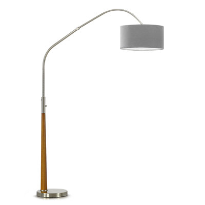 Lampe sur pied arquée en bois massif 81 po avec ampoule DEL à intensité variable Everly Quinn Quelia