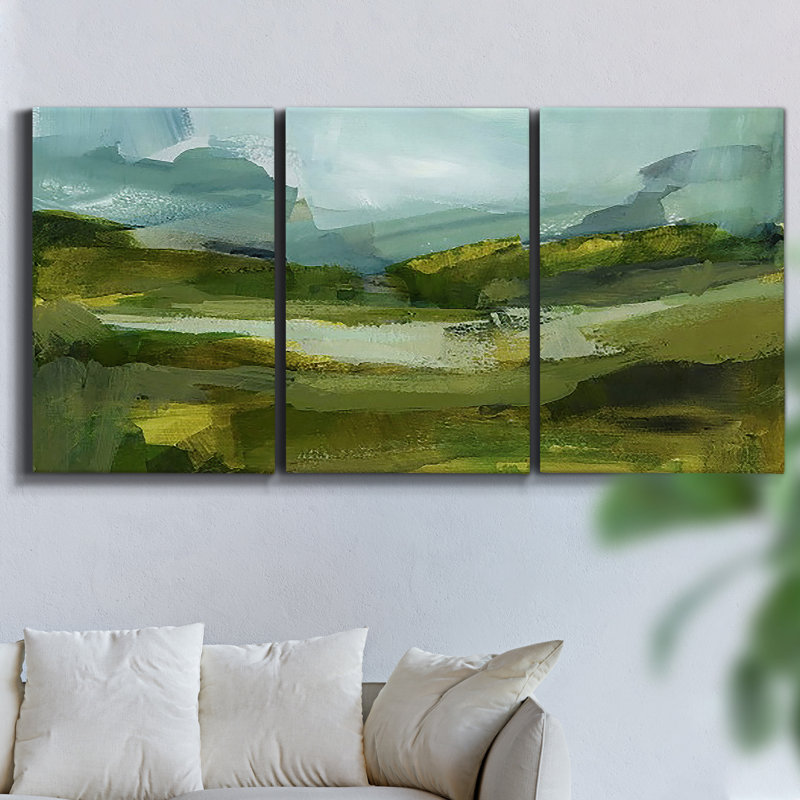 Meadow in Giverny, Spring Effect, 1890 - Toile encadrée multi-pièces, H 36 po x l 72 po x P 2 po