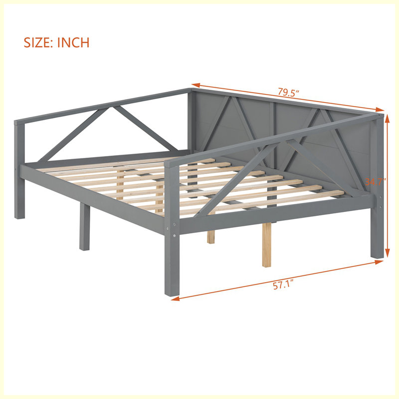 Lit de jour moderne en bois pour lit d'invité de chambre à coucher, Gris, Double