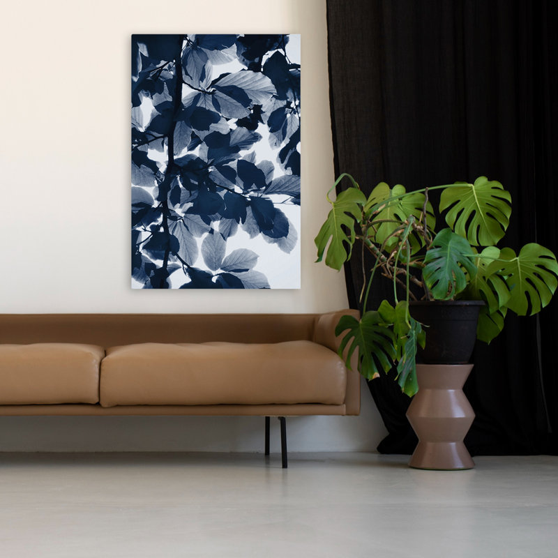 Feuilles indigo - Art floral, nature morte, photographie de feuilles, H 48 po x l 32 po