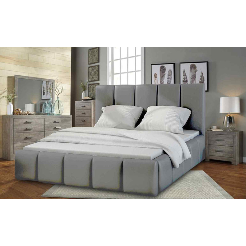 Upholstered Bed, Kingsize (5'), Silver