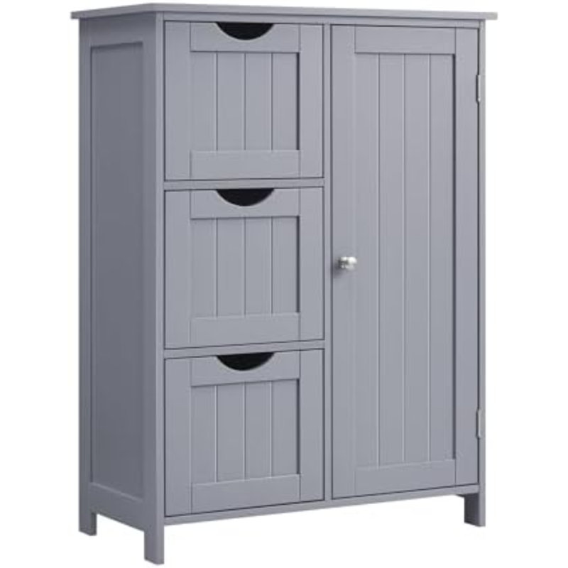 Armoire de rangement au sol, unité de rangement autoportante avec 3 tiroirs, 1 tablette réglable, pour salle de bain, salle à manger, cuisine, 11,8 x 23,6 x 31,5 pouces, gris tourterelle