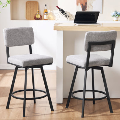 Alonsa 26.6" Industrial Swivel Counter Stool with Rectangular Back and Metal Frame