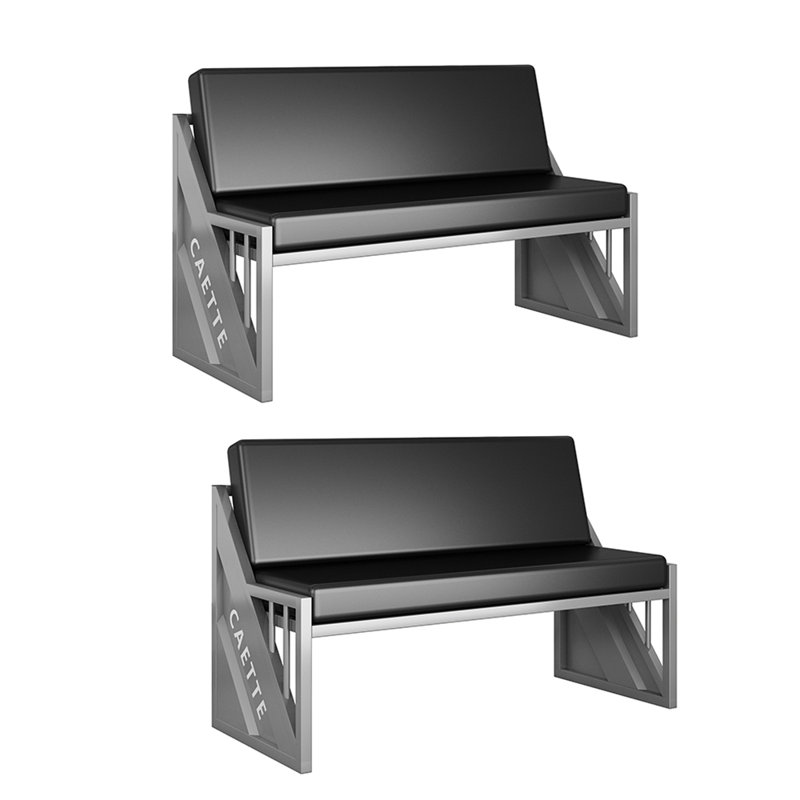Banc rembourré en similicuir, Argent