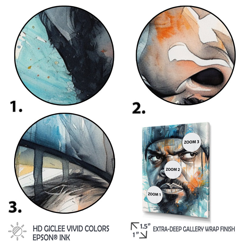 Illustration de glace - salon d'art mural célébrité, H 32 po x l 24 po, Cadre flottant noir
