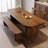Modern and simple brown rectangular solid wood dining table
